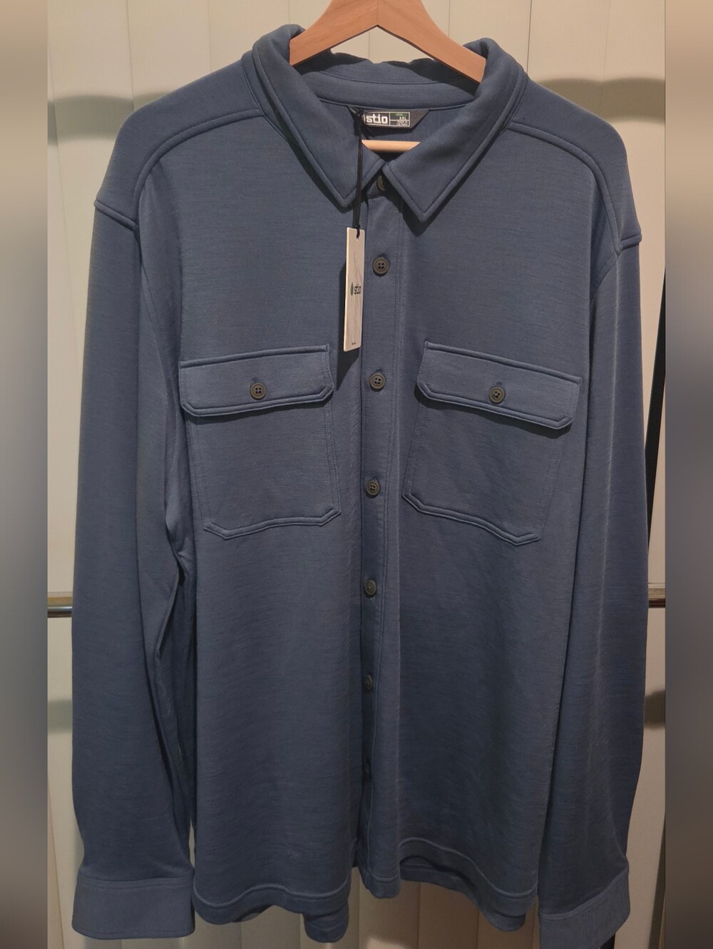 NWT Stio Men's Alpin Midweight Merino Long Sleeve Shirt XXL Sturdy Blue